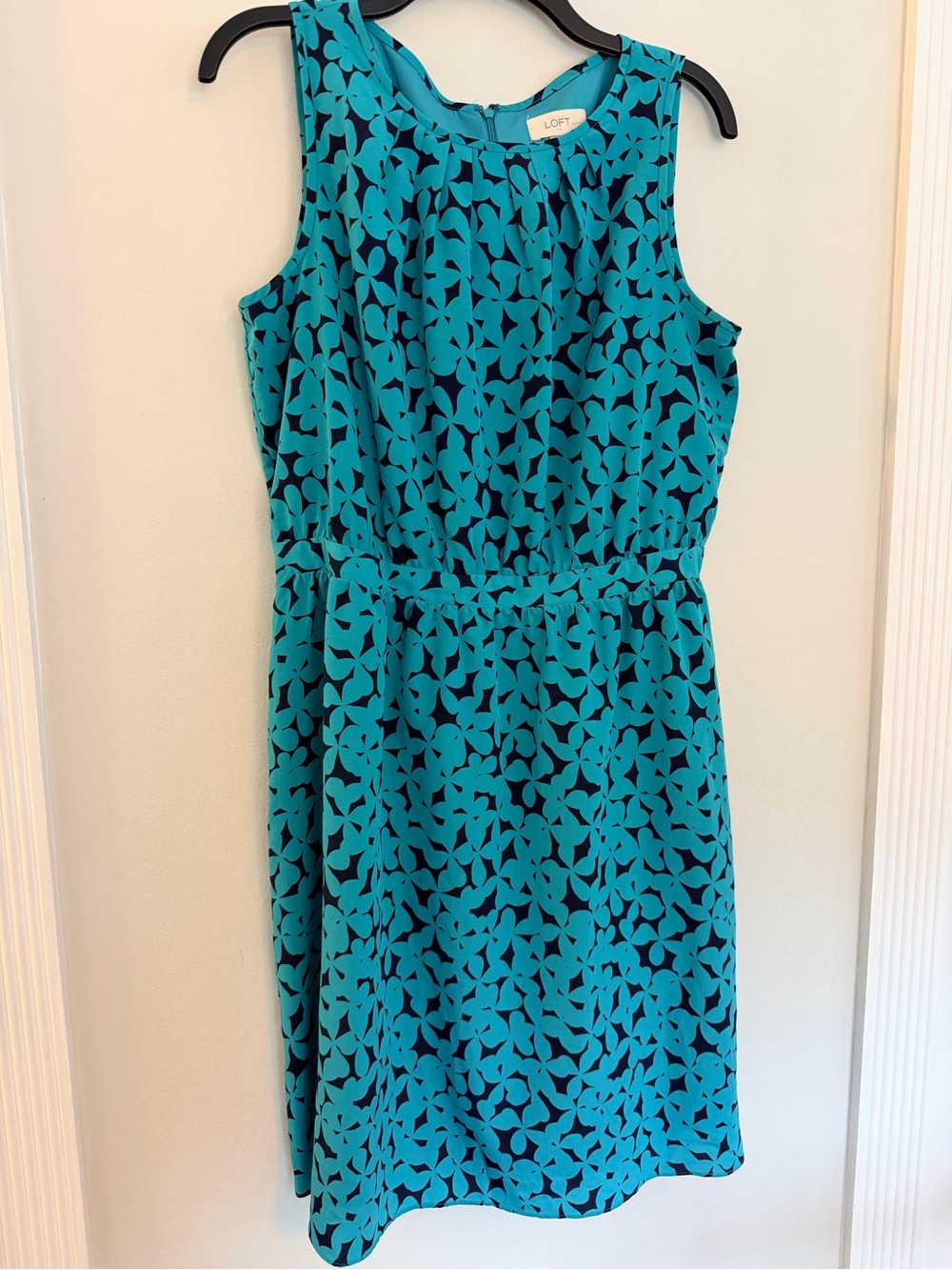 LOFT Teal Floral Sleeveless Dress - Size 14P
